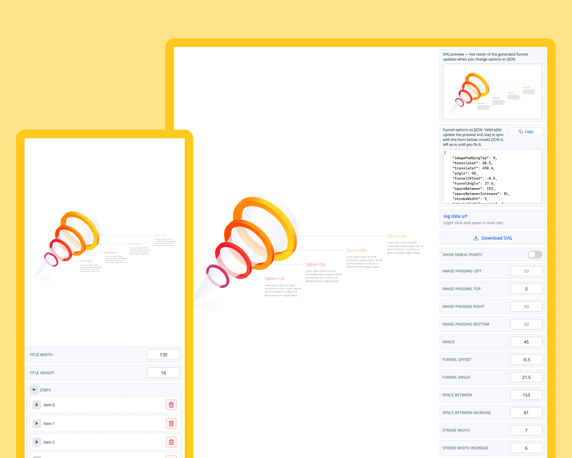Interactive SVG Funnel Chart Builder